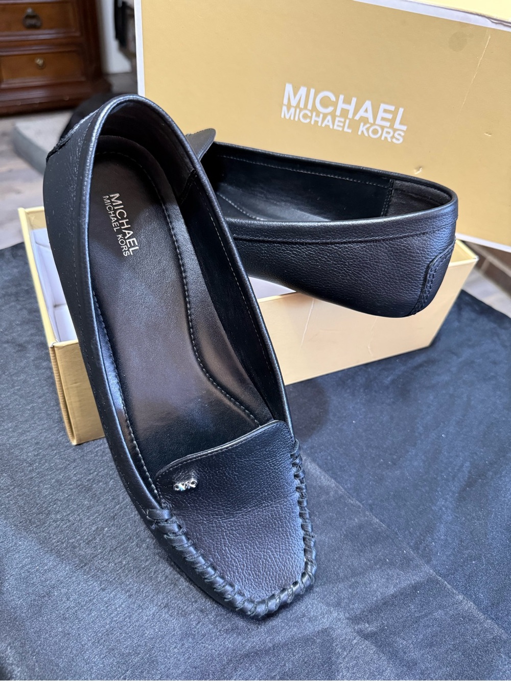 MICHAEL Michael Kors Men’s Black Leather Penny Loafers